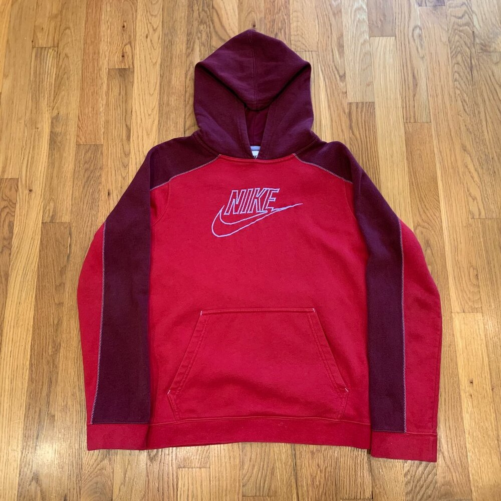 Nike Hoodie Two-Tone Red and Burgandy Kids LARGE